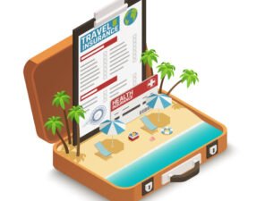 Travel Insurance Policy Isometric Composition